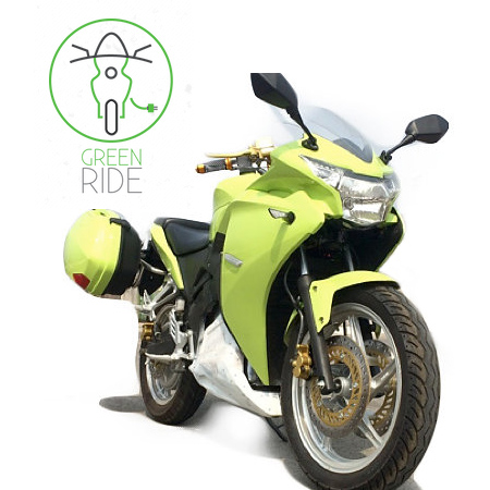 green electric motorcycle