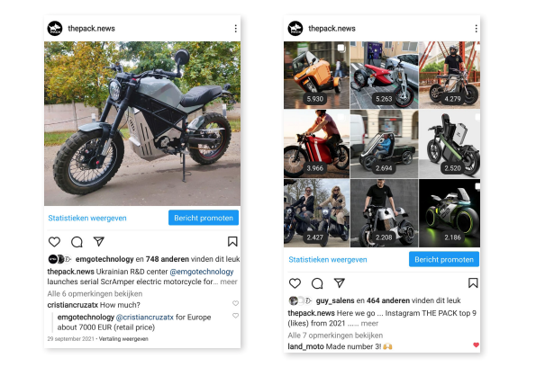 Social media posts - THE PACK - Electric Motorcycle News