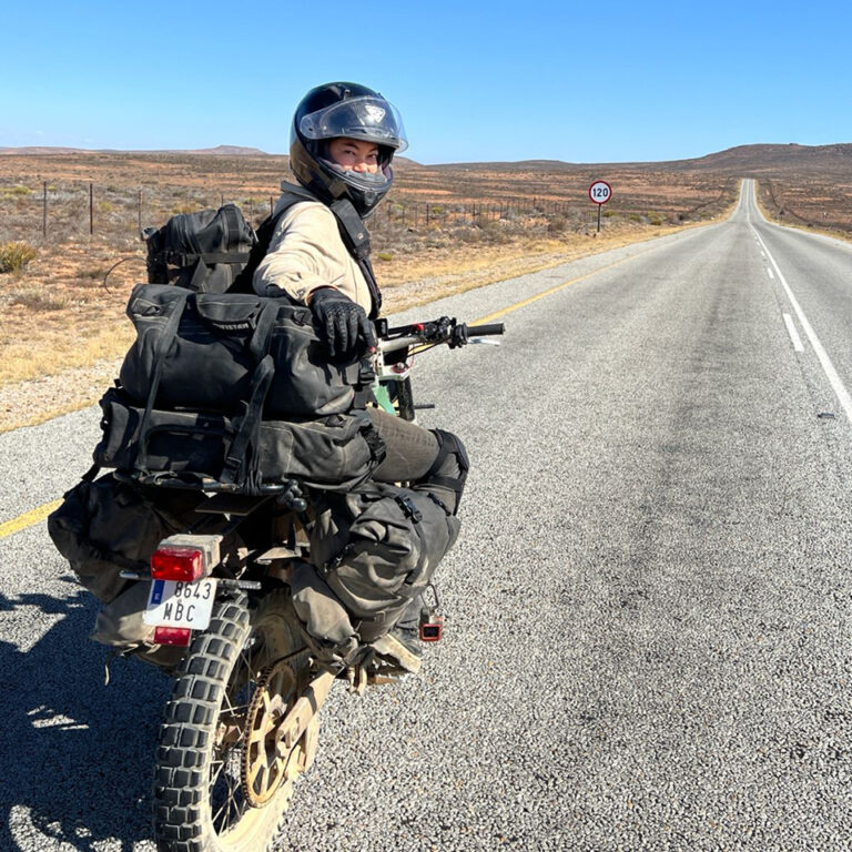 Sinje Gottwald is crossing the African continent on a KALK AP - THE PACK - Electric Motorcycle News