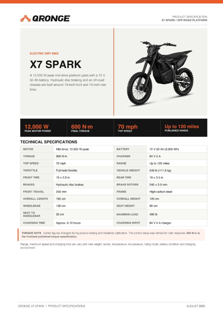 Qronge X7 - THE PACK - Electric Motorcycle News